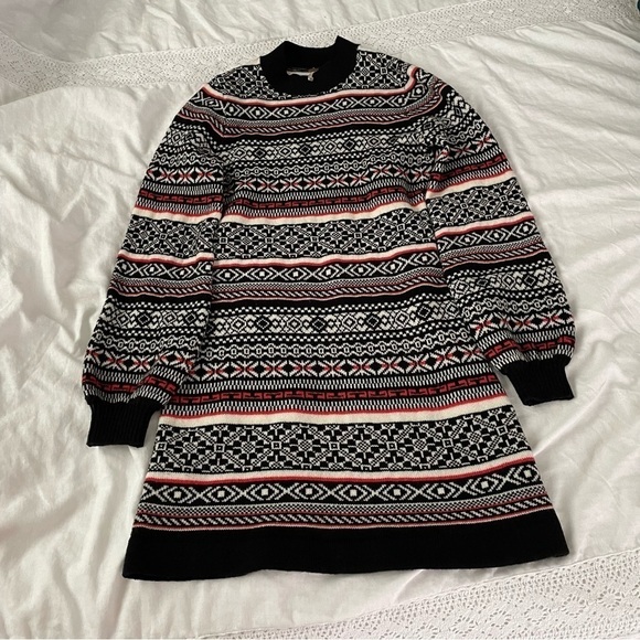 Free People SMALL By The Fire Fair Isle Sweater Dress Wool blend - Picture 2 of 8